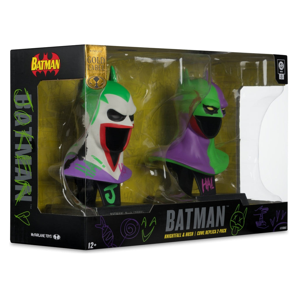 Imagen del producto Batman DC Direct Mini Réplica 1/3 Pack de 2 Máscaras de Batman Hush & Knightfall (Jokerized) (Gold Label) 18 cm