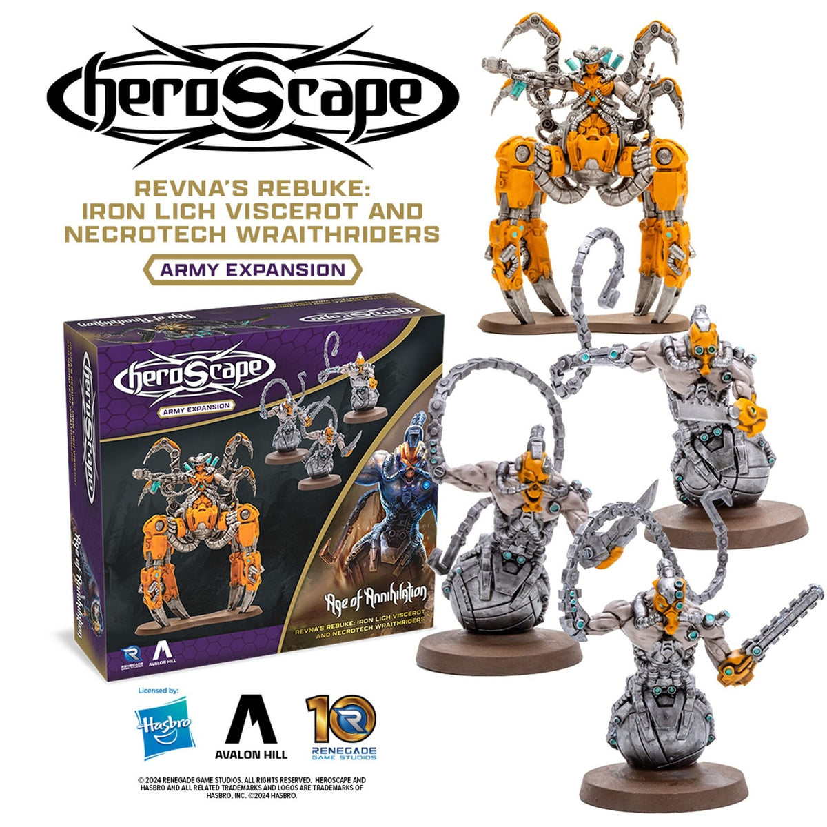 Imagen del producto Heroscape Expansión Revna's Rebuke: Iron Lich Viscerot and Necrotech Wraithriders Army *Versión en inglés*