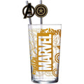 Imagen del producto Vaso de cristal Marvel con pajitas Logo & Avengers 485 ml