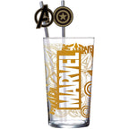 Imagen del producto Vaso de cristal Marvel con pajitas Logo & Avengers 485 ml