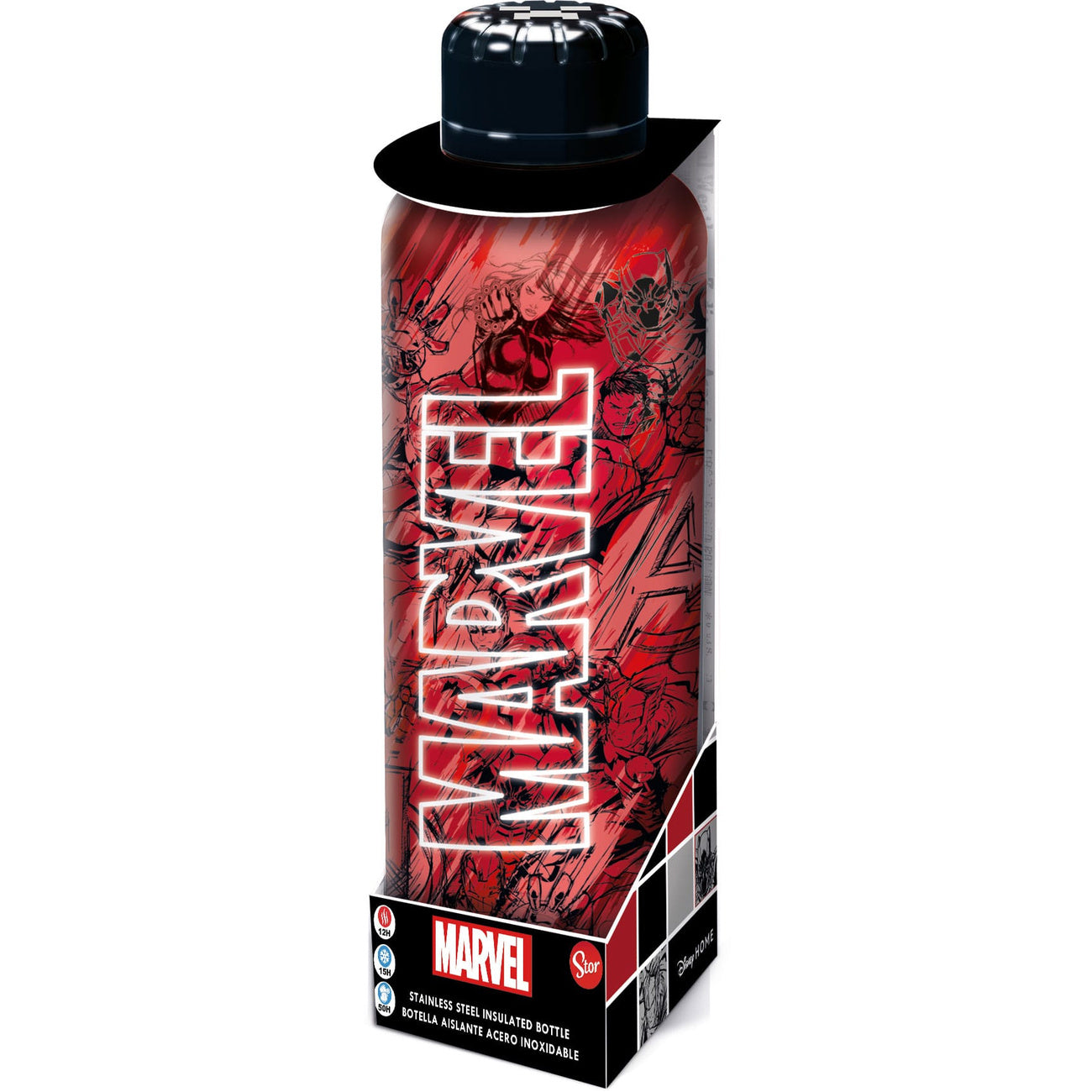 Imagen del producto Botella de agua de acero inoxidable Marvel Marvel Pattern