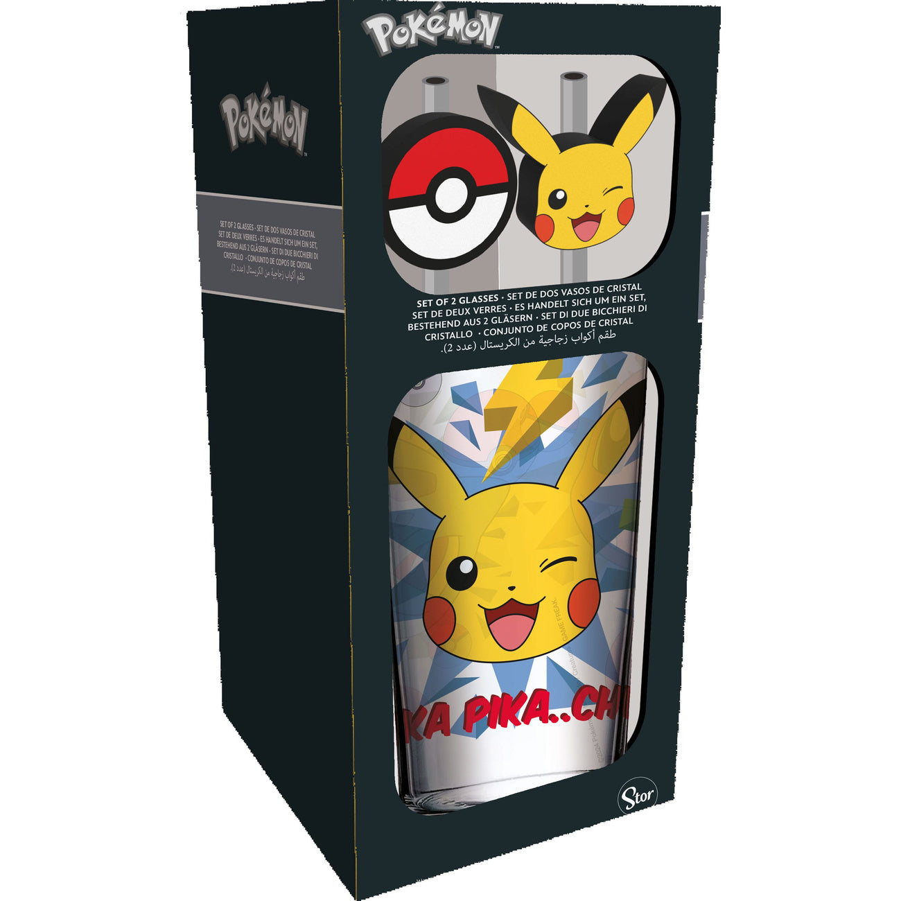 Imagen del producto Pokémon vaso de cristal Tumbler con pajitas Pikachu 485 ml