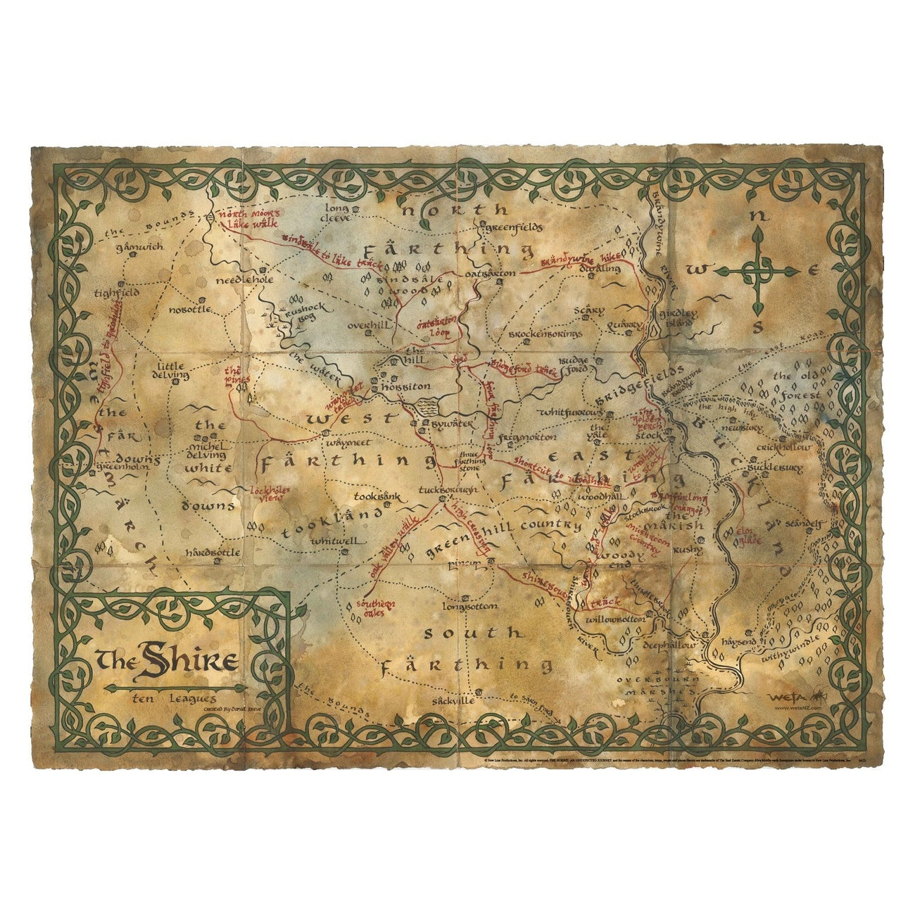 Imagen del producto El Hobbit lámina Map of the Shire 74 x 54 cm