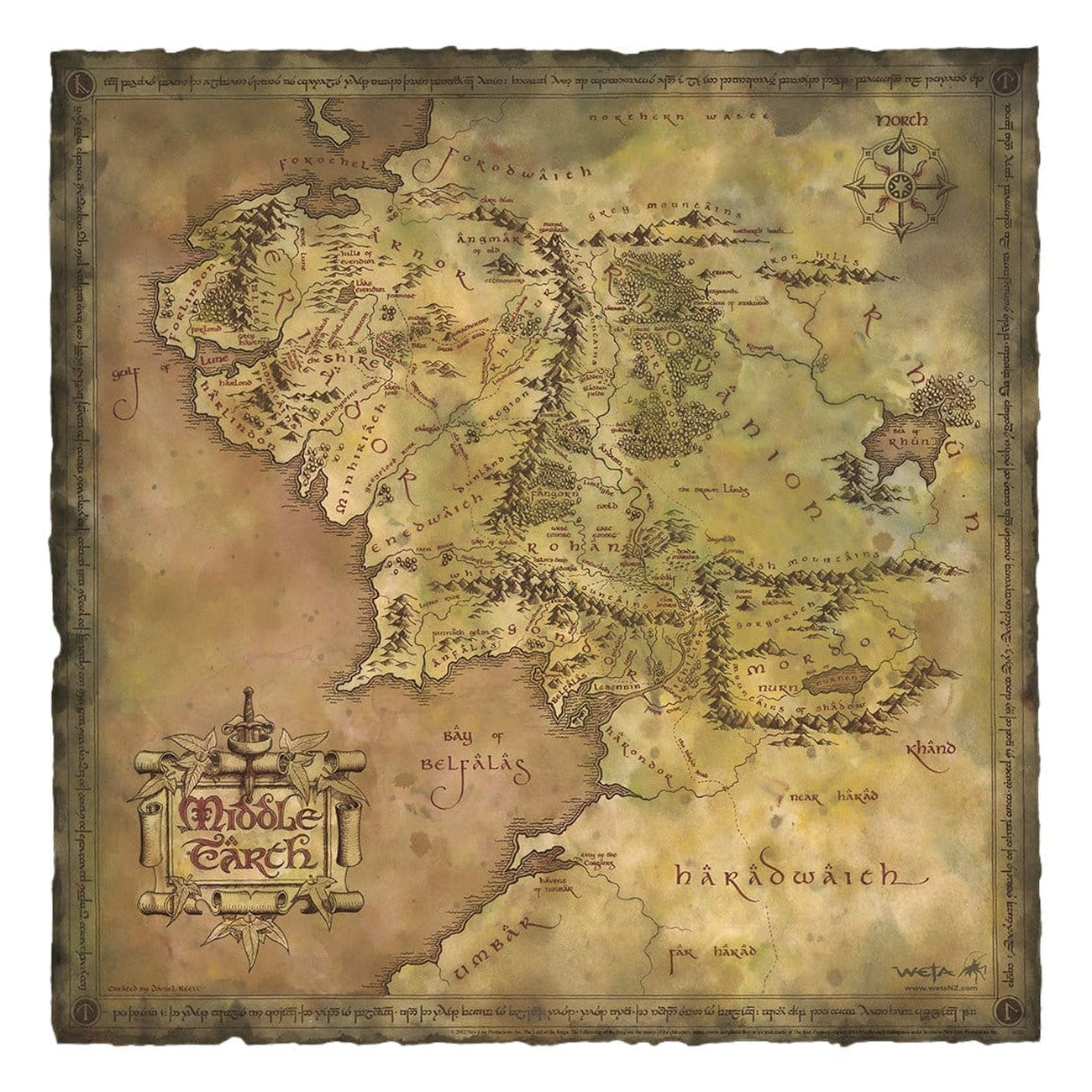 Imagen del producto El Señor de los Anillos Lámina artística Parchment Map of Middle-earth 59 x 30 cm
