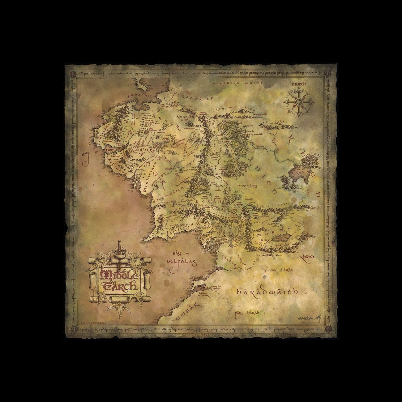 Imagen del producto El Señor de los Anillos Lámina artística Parchment Map of Middle-earth 59 x 30 cm