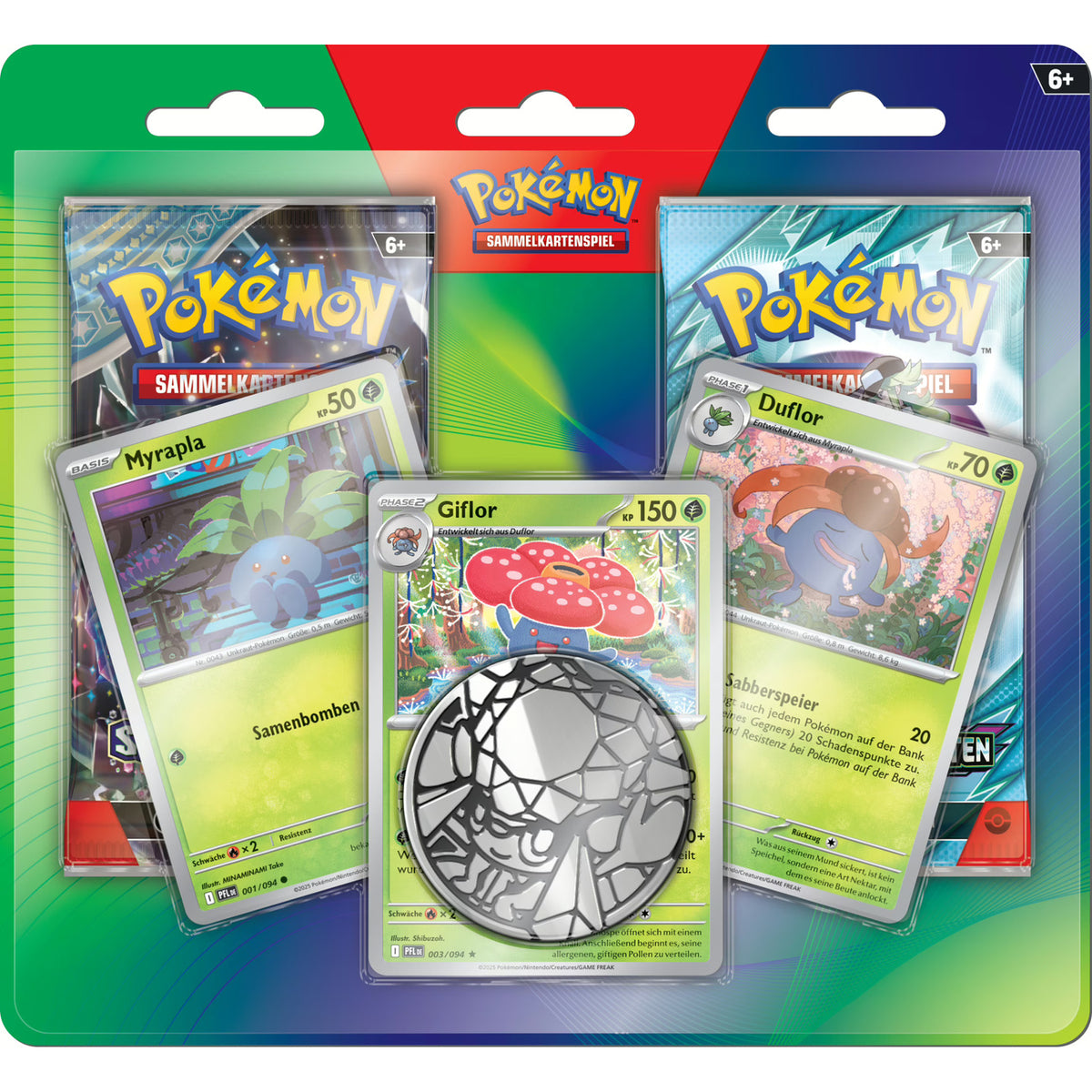 Imagen del producto Pokémon – Oddish, Gloom y Vileplume Sobres de cartas coleccionables Pack de 2 con moneda