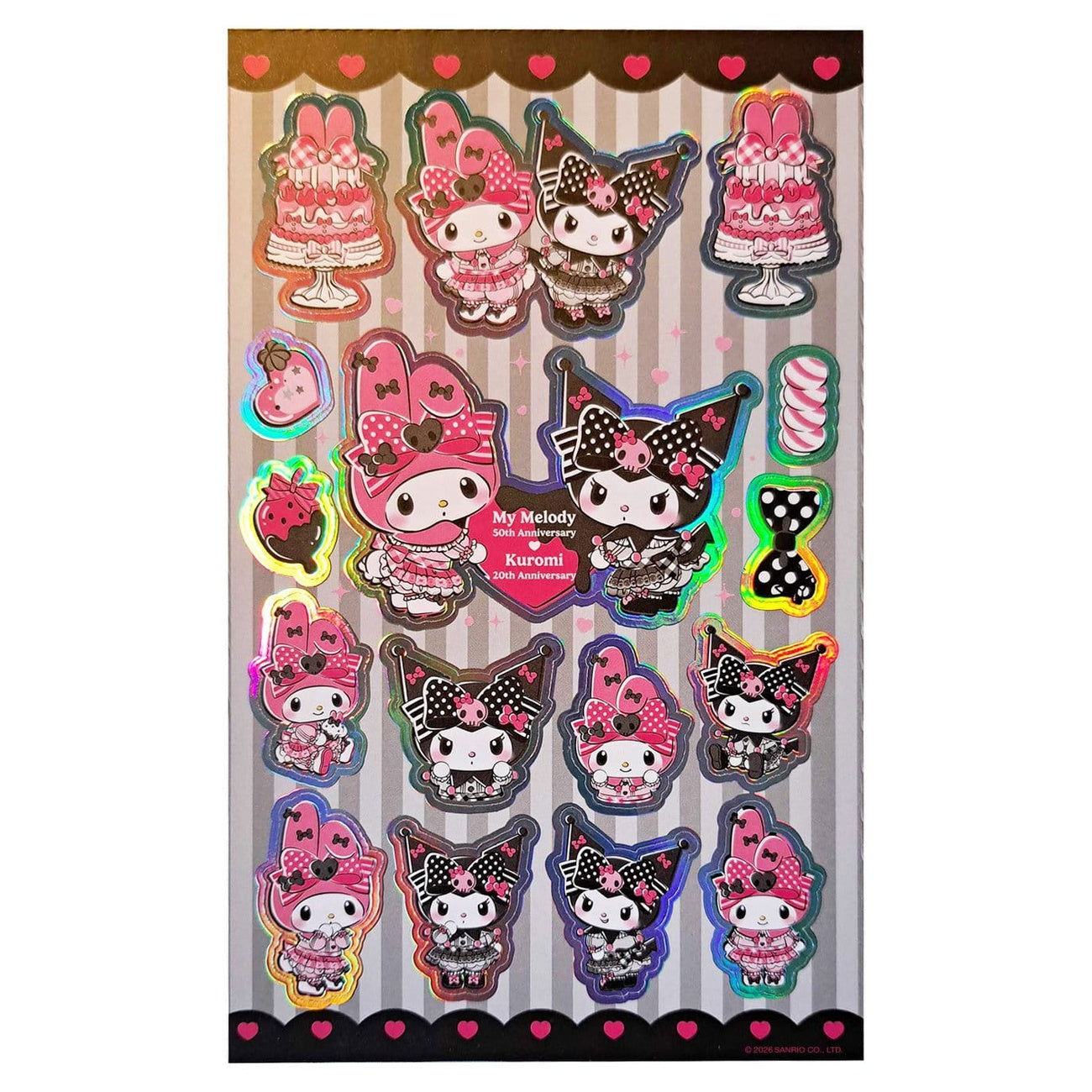 Imagen del producto Sanrio Pink Black Party Series – Pack de pegatinas Kuromi & My Melody