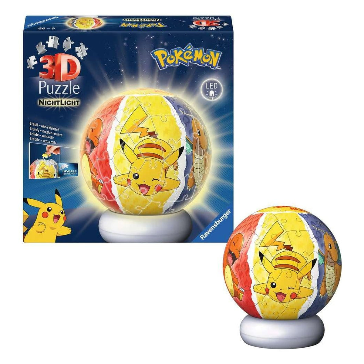 Imagen del producto Pokémon Bola Rompecabezas 3D Luz de Noche (73 piezas)