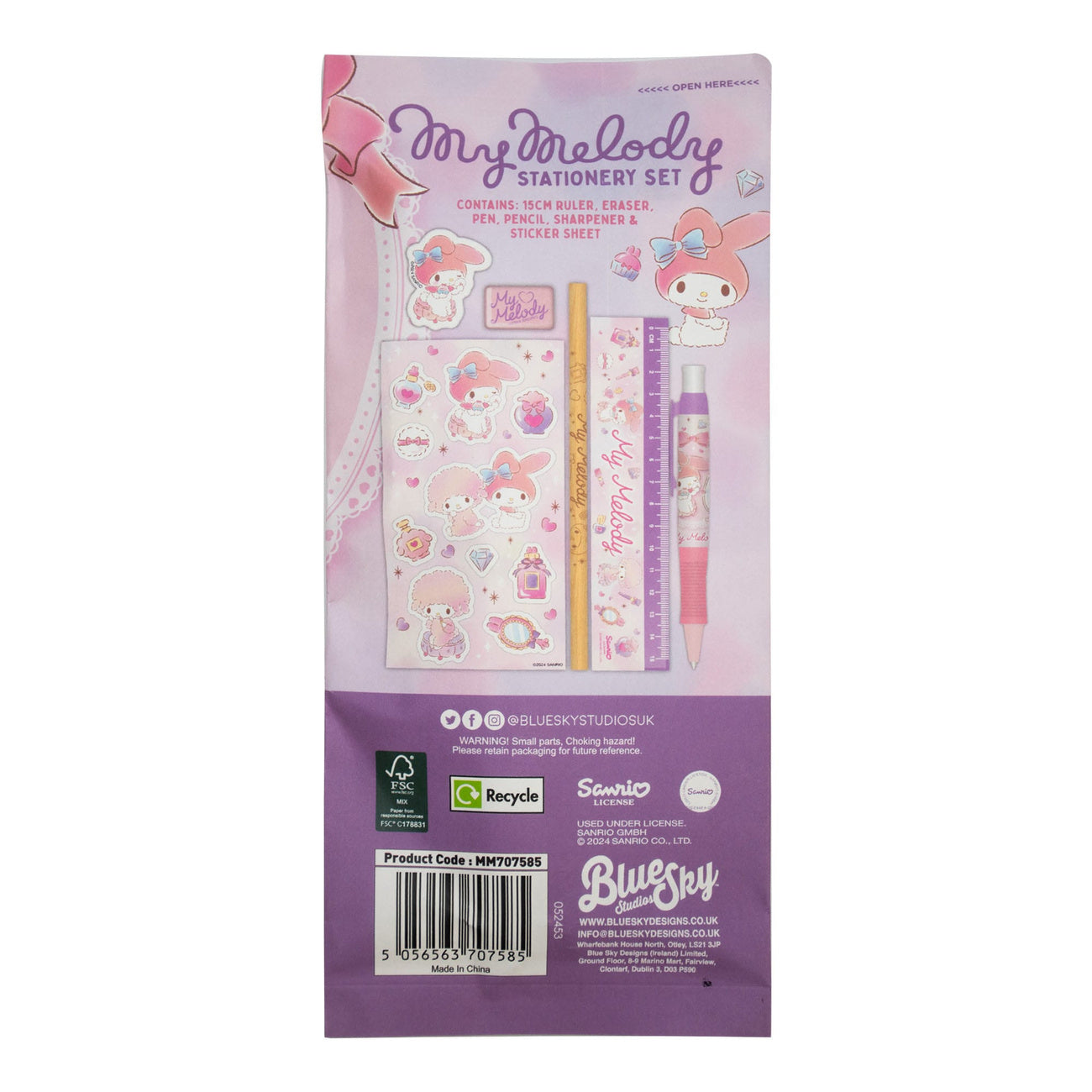Imagen del producto Set de papelería Sanrio My Melody de 6 piezas