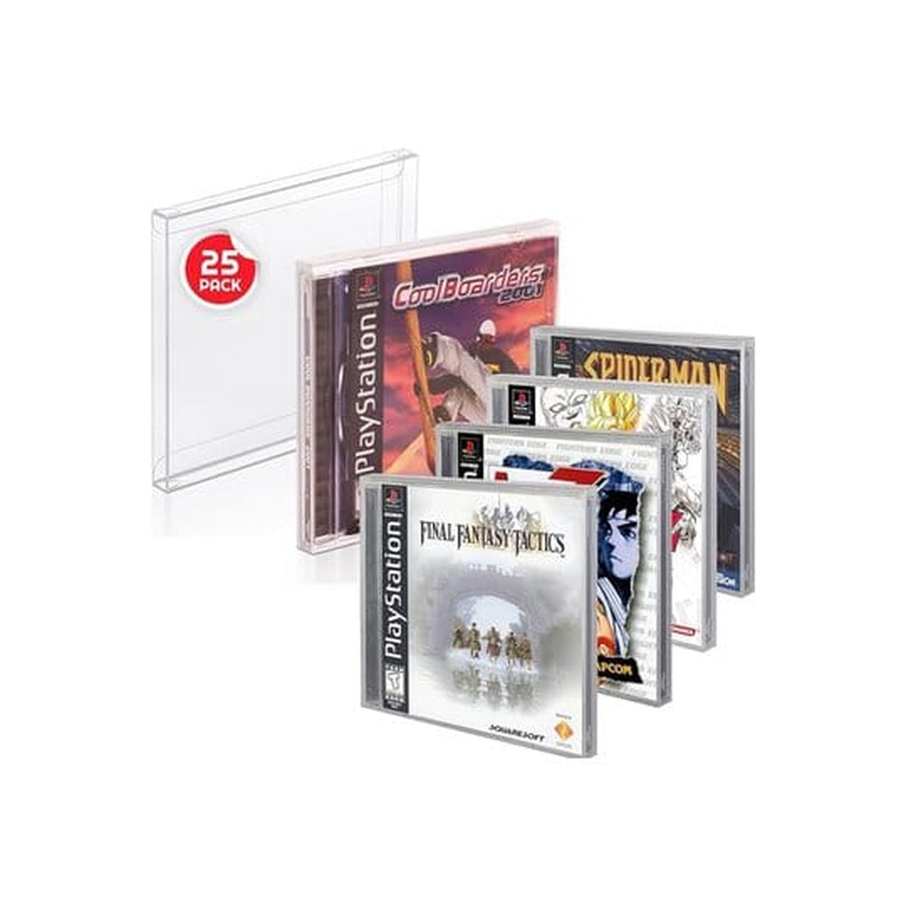 Imagen del producto Pack de 25 cajas de PET para Nintendo/PS1/CD individual/Dreamcast