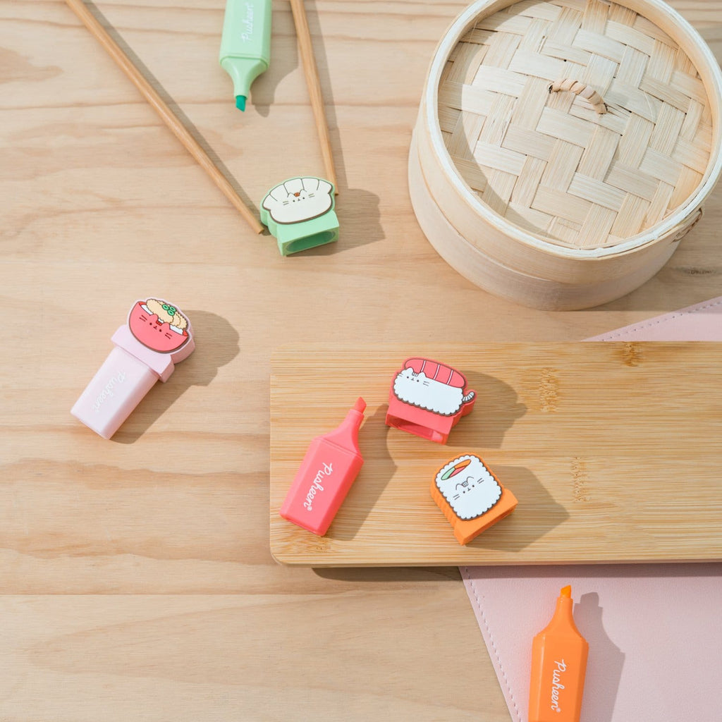 Imagen del producto Pusheen - Set de 4 subrayadores Sushi Roll con toppers