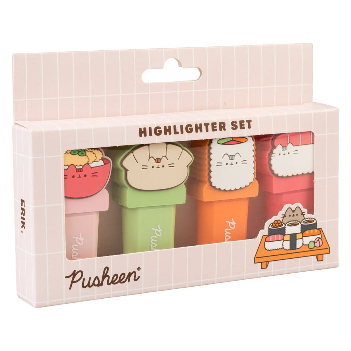 Imagen del producto Pusheen - Set de 4 subrayadores Sushi Roll con toppers