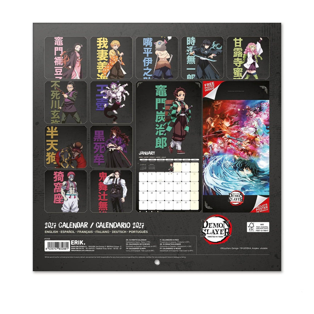 Imagen del producto Calendario de pared Demon Slayer 2027 30 x 30 cm