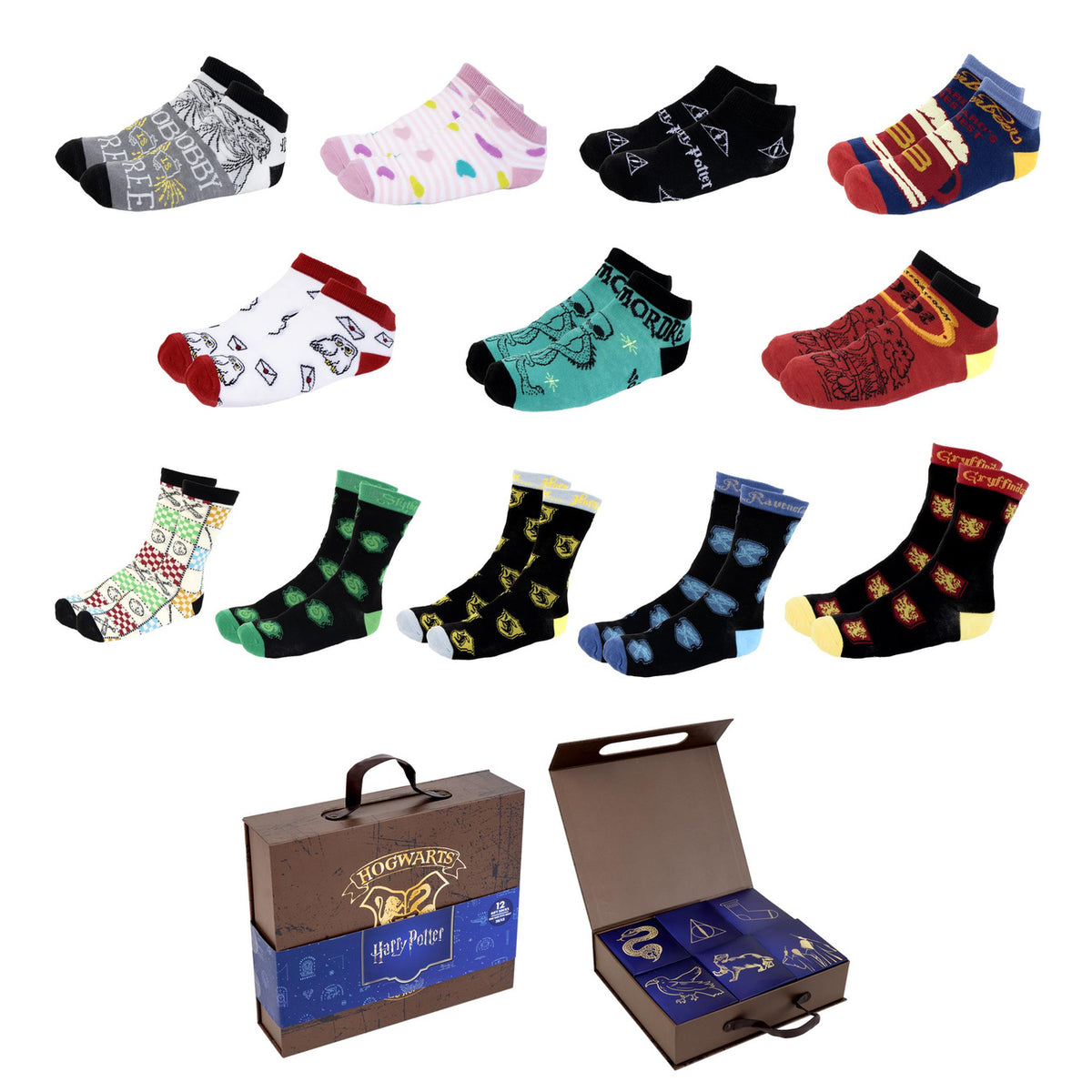 Imagen del producto Harry Potter - Set de 12 pares de calcetines en maleta regalo